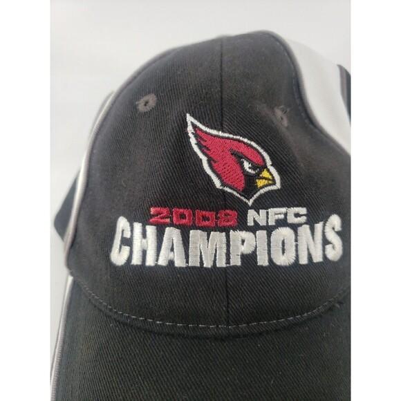Arizona Cardinals NFC Champions 2008 Hat Adjustible Strap AZ Cards Black White - Picture 2 of 16